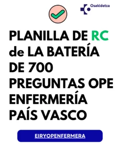 PLANILLA Respuestas Correctas BATERÍA Preguntas OPE ENFERMERÍA OSAKIDETZA